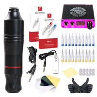 professional rotary pen tattoo machine kit set with ink lcd mini power equipment supplies