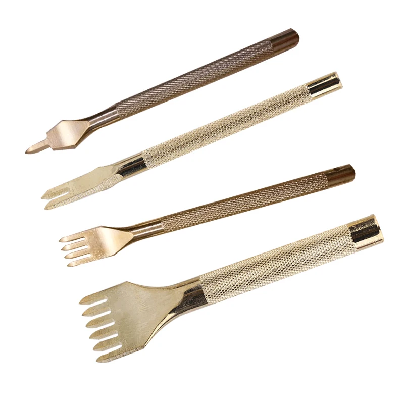 1Pcs 3mm 4mm 1/2/4/6 Gold Color Prong Inch Chisel Leather Craft Tools Hole Punch Lacing Stitching Perforate Puncher | Дом и сад