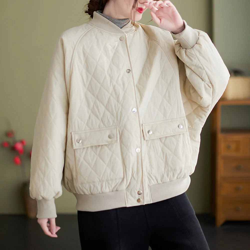 

Женская однобортная куртка на хлопковом наполнителе, однотонная модная куртка с круглым вырезом, Осень-зима 2021