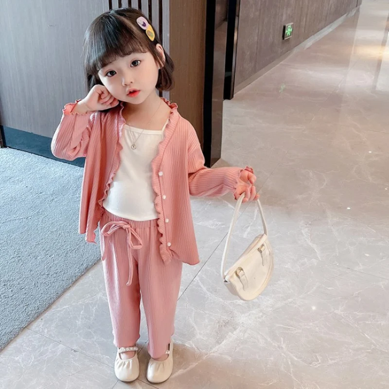 Loose Spring Summer Children's Clothes Set Baby Girls Sweatshirts + Pants 2pcs/Set Kids School Beach Outdoor Teenage Girl Clothi