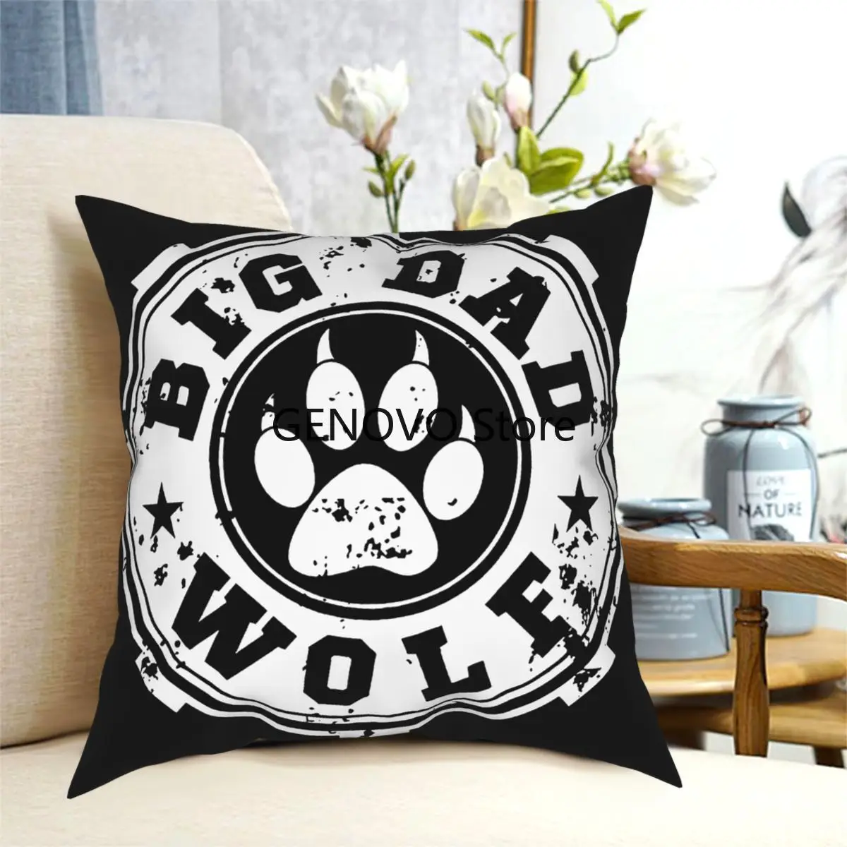 

Big Bad Wolf Funny Statement Wolf Lover Matching Dad Son Gift For Dad decorative for living room Awesome Pillowcover Home Decor