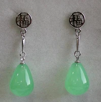 wholesale fancy design chinese style 1216mm light green jades earring