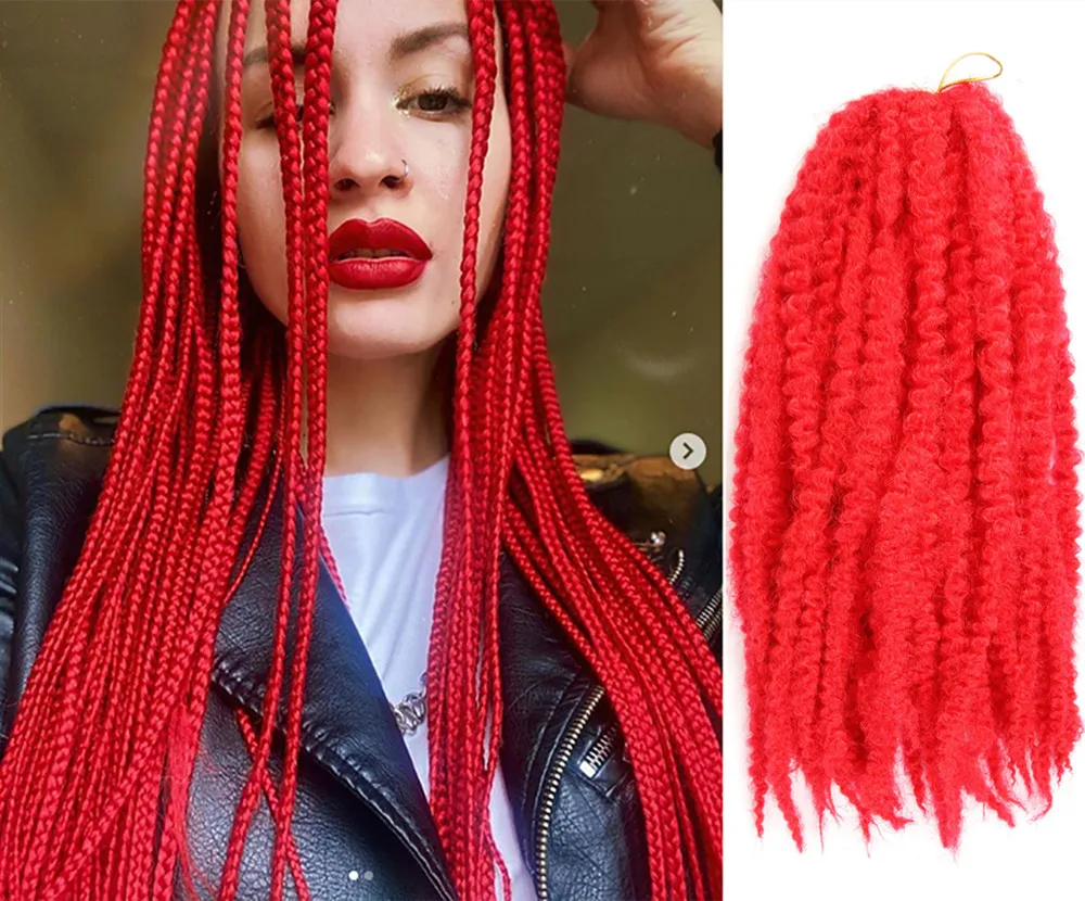 Однотонные красные черные коричневые волосы 18 дюймов плетеные афро кудрявые