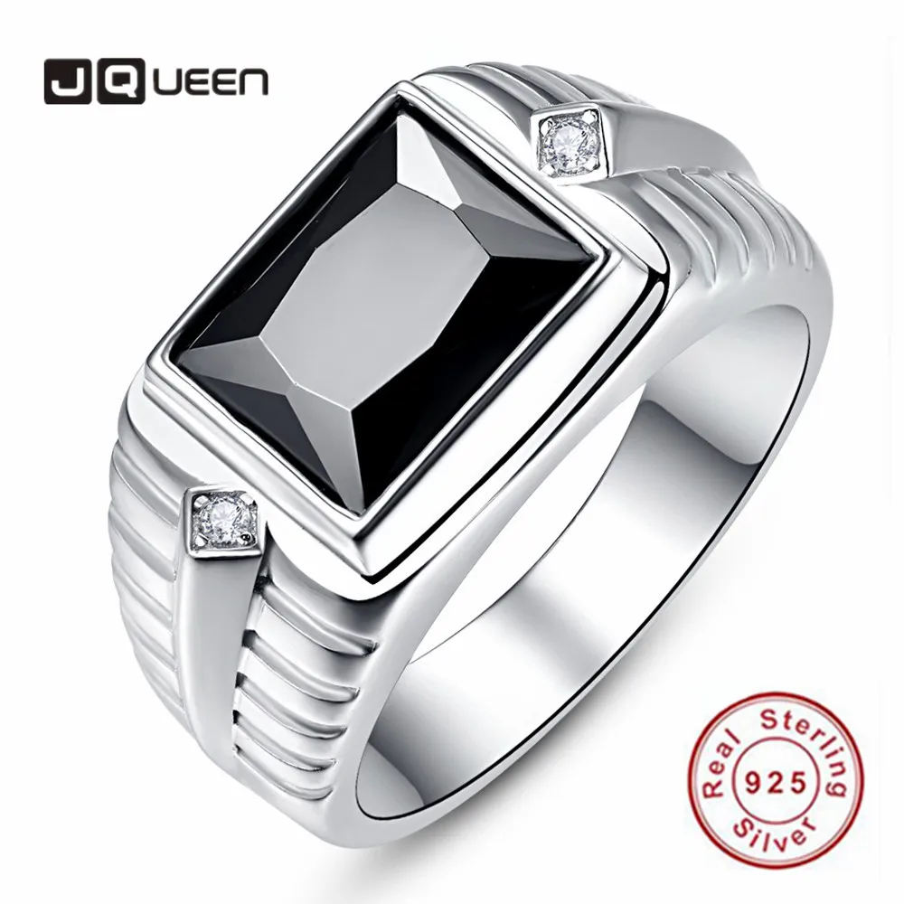 JQUEEN 925 пробы мужское кольцо из серебра с квадратным цирконием новое поступление