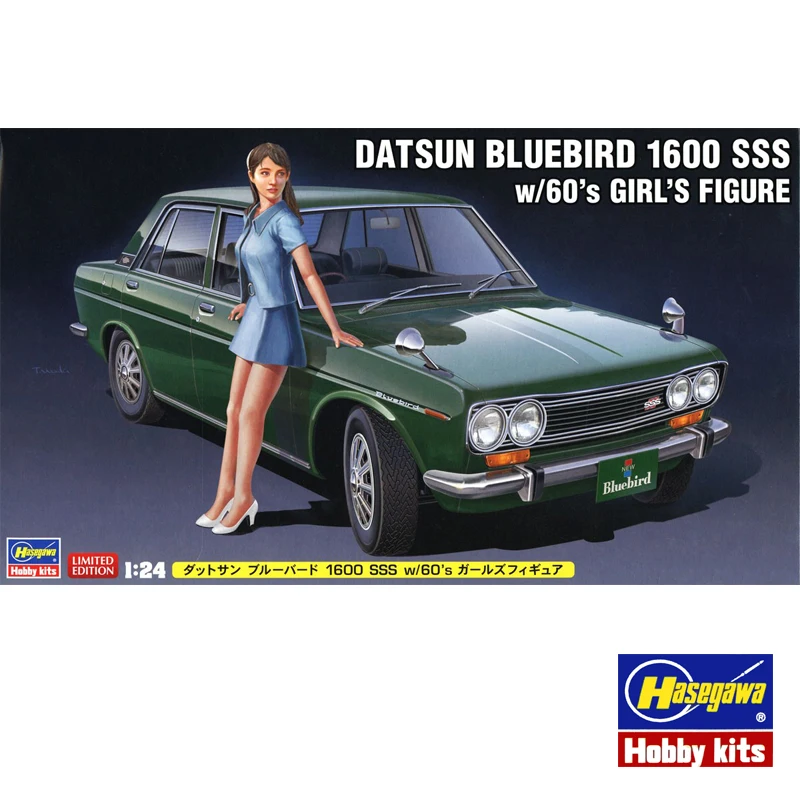 

Hasegawa Static Plastic Assembly Car Model 1/24 Scale DATSUN Bluebird 1600 SSS with 60s Girl Model Kit 52277