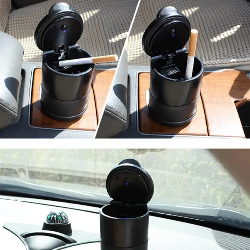 

1PCS Car LED Ashtray Garbage Coin Storage Cup Container Cigar Ash Tray Car Styling Universal Size Ashtrays For Office Household