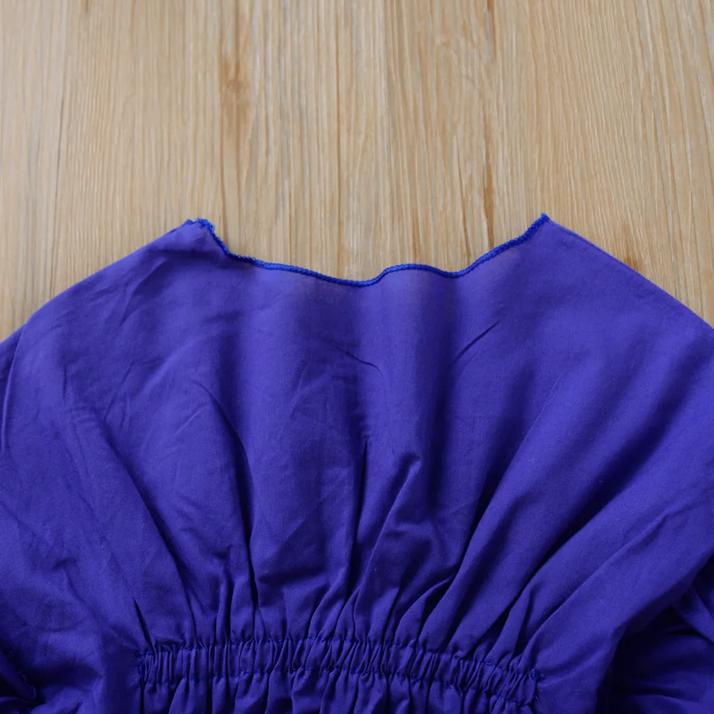 Toddler Kids Baby Girls Ruffle Princess Party Dress Outfits Solid Irregular color blue comfortable kiyimlari | Детская одежда и