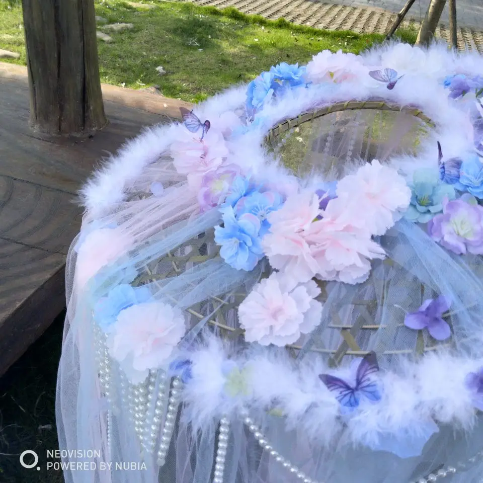 

Bamboo Weaving Hanfu Ancient Costume Cos Cherry Blossom Decoration Hat Props cover photography accessories capa parasol garden