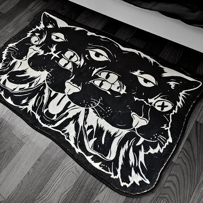 

60x100cm Black Cat Tarot Hallowe Xmas Party Floor Mat Rug Doormat Carpet Bedroom Living Room Outdoor Non-slip Mat