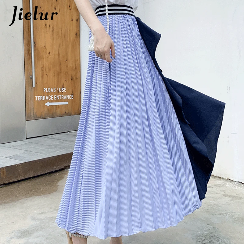 Jielur Лоскутная юбка женская плиссированная Ruffers эластичная Очаровательная летняя