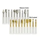 Фреза для фрезерования из быстрорежущей стали, хвостовик 3 мм, роторные напильники с титановым покрытием, инструмент для гравировки по дереву