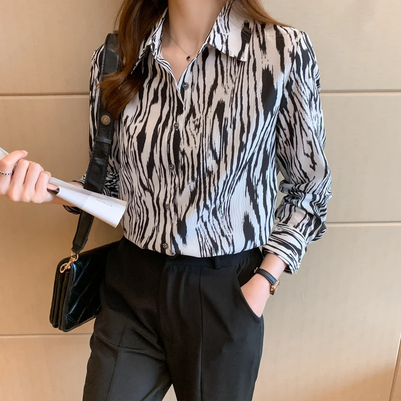 

Рубашка женская шифоновая на пуговицах, модная офисная блузка с длинным рукавом, корейский стиль, белая, на осень