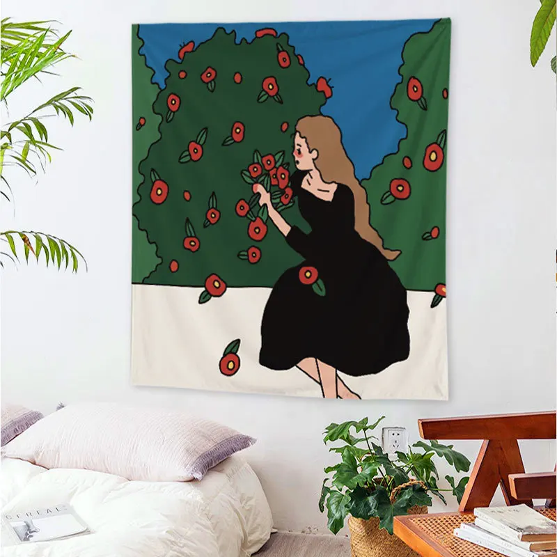 Гобелен настенный INS для девочек гобелен с рисунком мандалы хиппи милый розовый