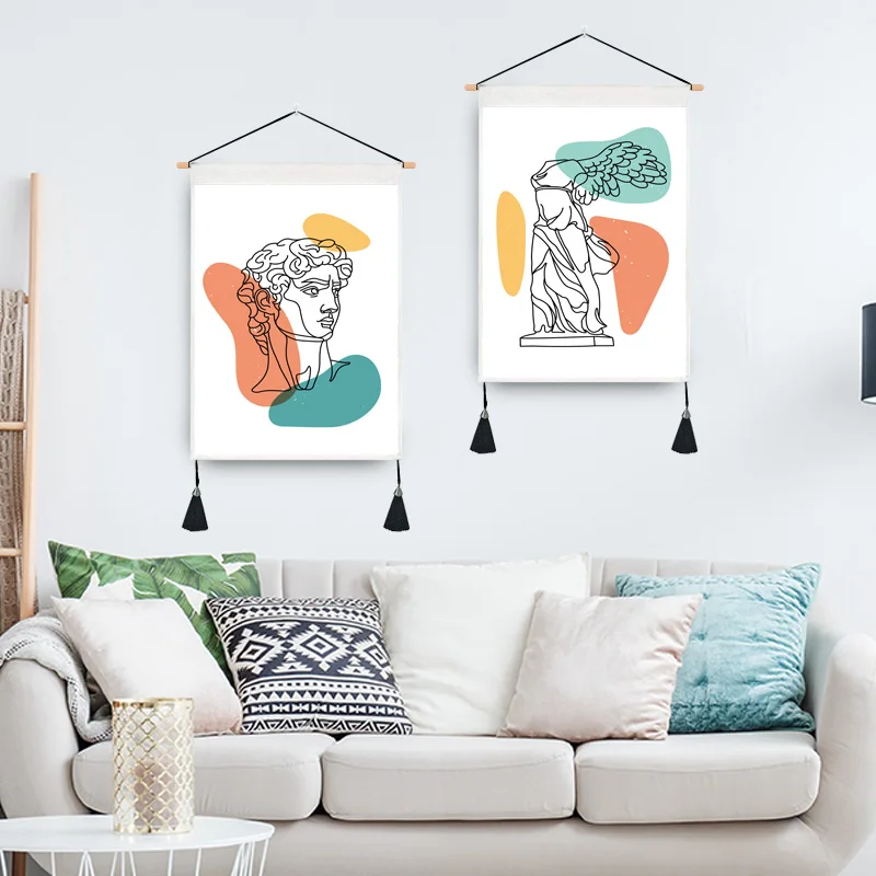 Classical Renaissance abstract art style of David and others hanging cloth wall background living room decoration be | Дом и сад