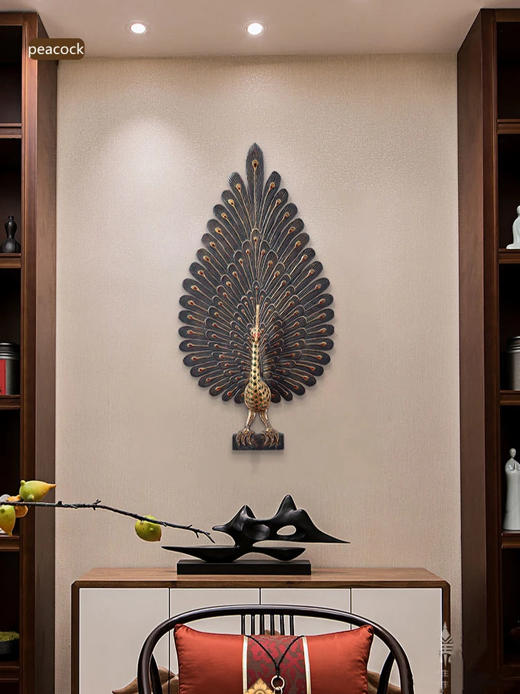 

Home Decor Peacock Wall Hanging Southeast Asia Wall Decoration Pendant Thai Relief Living Room Porch Dining Room Wall Ornaments