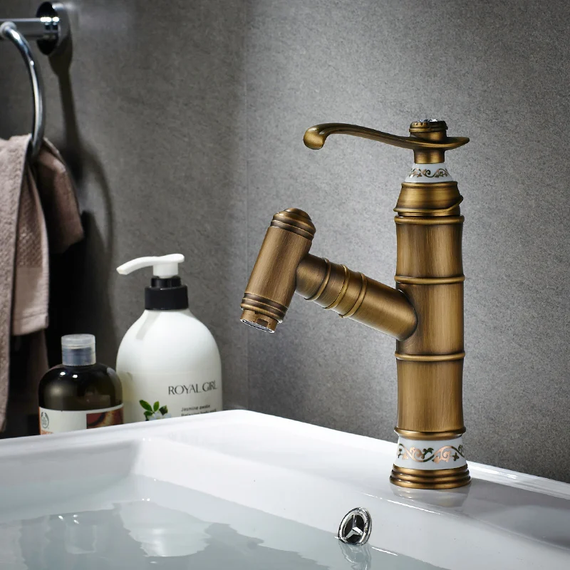 Латунный Смеситель для ванной комнаты роскошный кран на раковину две трубы