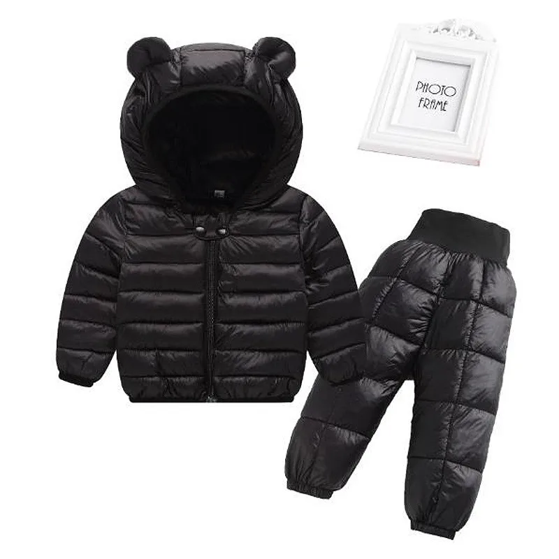 Baby Winter Coats Down Cotton Coat pants unisex Jacket kids Clothes Hooded infant For Boys And Girls |