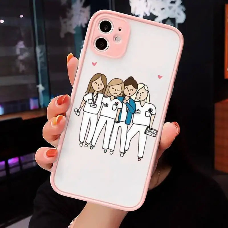 

Medicine Doctor Nurse cartoon pattern Phone Cases matte transparent For iphone 7 8 11 12 plus mini x xs xr pro max cover