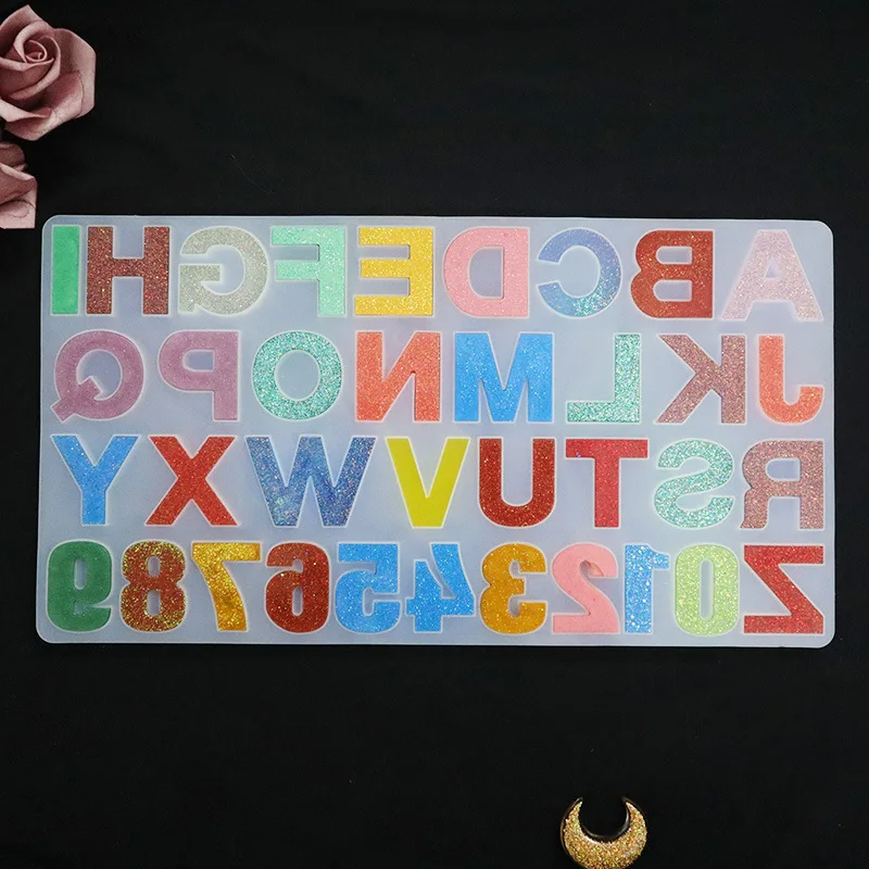 

Зеркало ремесло английский, алфавитно-цифровой силиконовые формы DIY из хрустальной эпоксидной орнамент пресс-форм Кулоны из смолы для укра...