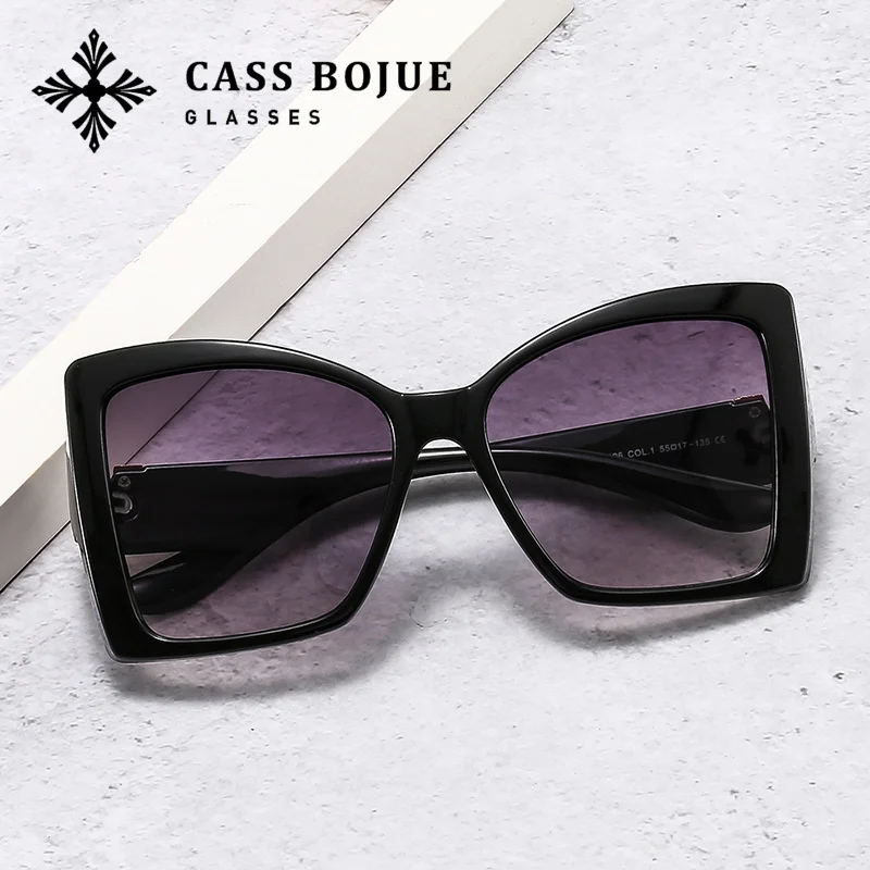 

New large frame women's sunglasses Fashion cat's Eye Sunglasses wide leg metal sunglasses
