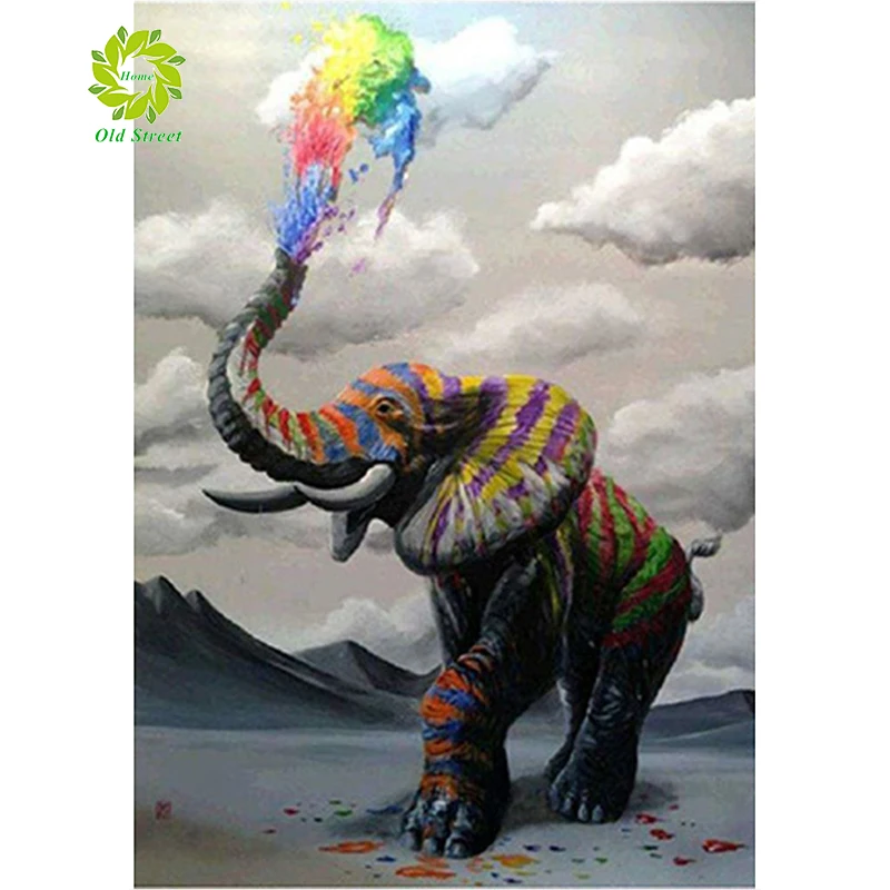 

Алмазная живопись 5D «сделай сам», полноразмерная Алмазная вышивка «Слон» с галькой круглой формы, подарок для домашнего декора