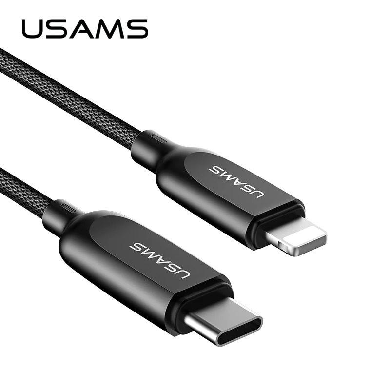 USAMS USB 18 Вт type C для освещения PD кабель быстрой зарядки iPhone X 8 7 6 до контактный