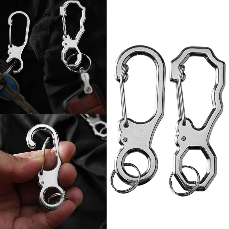 

2 шт., пружинный карабин для ключей из нержавеющей стали