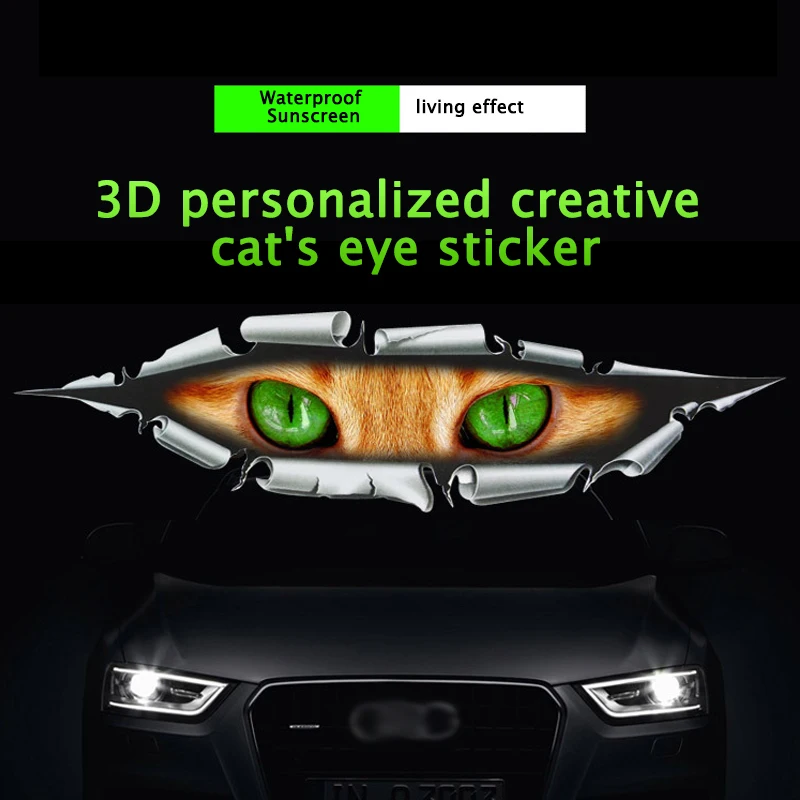 

One Pair Car 3D Stickers Personalized Creative Reversing Mirror Spoof Black Cat's Eye Tide Car Stickers Scratch Shelter