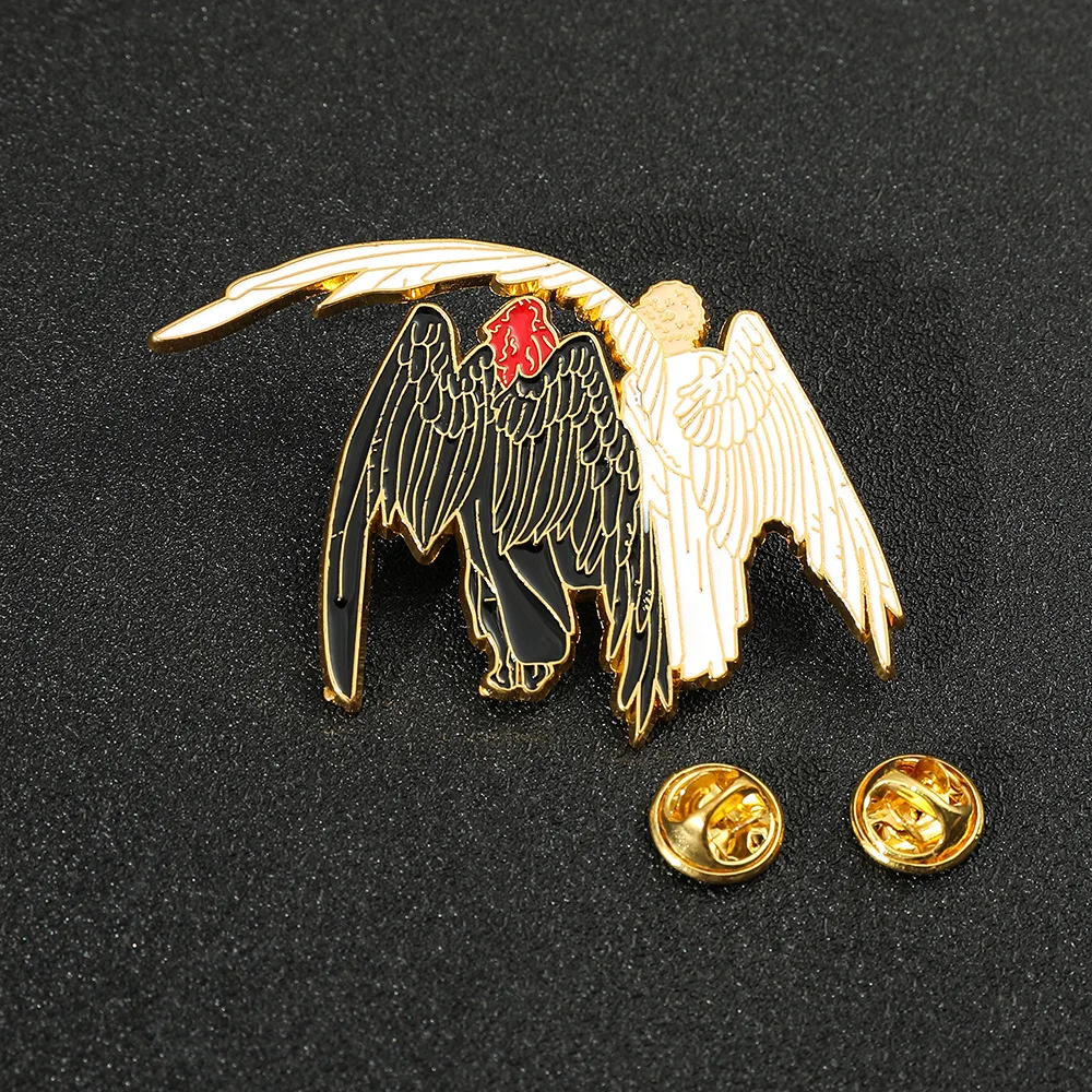 

Dear-you Angel and Demon Brooch Greek Mythology Fallen Angel Satan Metal Enamel Enamel Badge Clothing Bag Accessories
