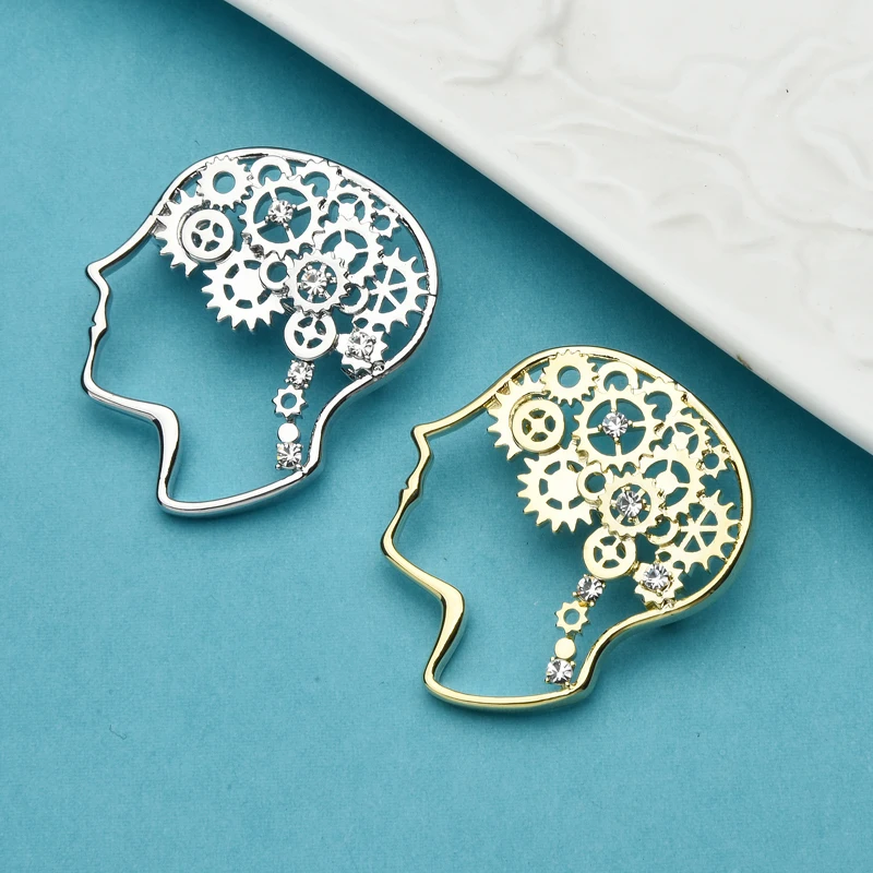 

Wuli&baby Alloy Machine Brain Head Brooches For Women 2-color Figure Party Office Brooch Pins Gifts