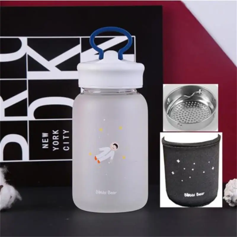 Милая Новинка мультяшная космическая Матовая бутылка для воды 460 мл 600 прозрачный