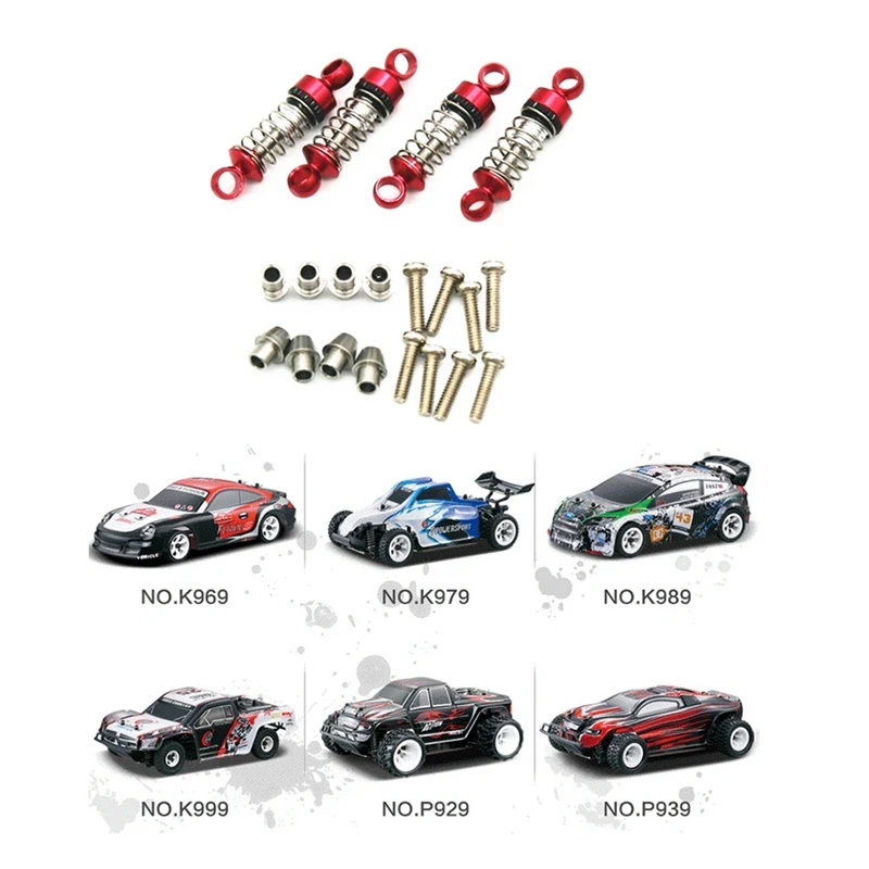 

2 Set Full Metal Shock Absorber Damper Upgrade for Wltoys K969 K979 K989 K999 P929 P939 1/28 RC Car Parts,Red & Blue