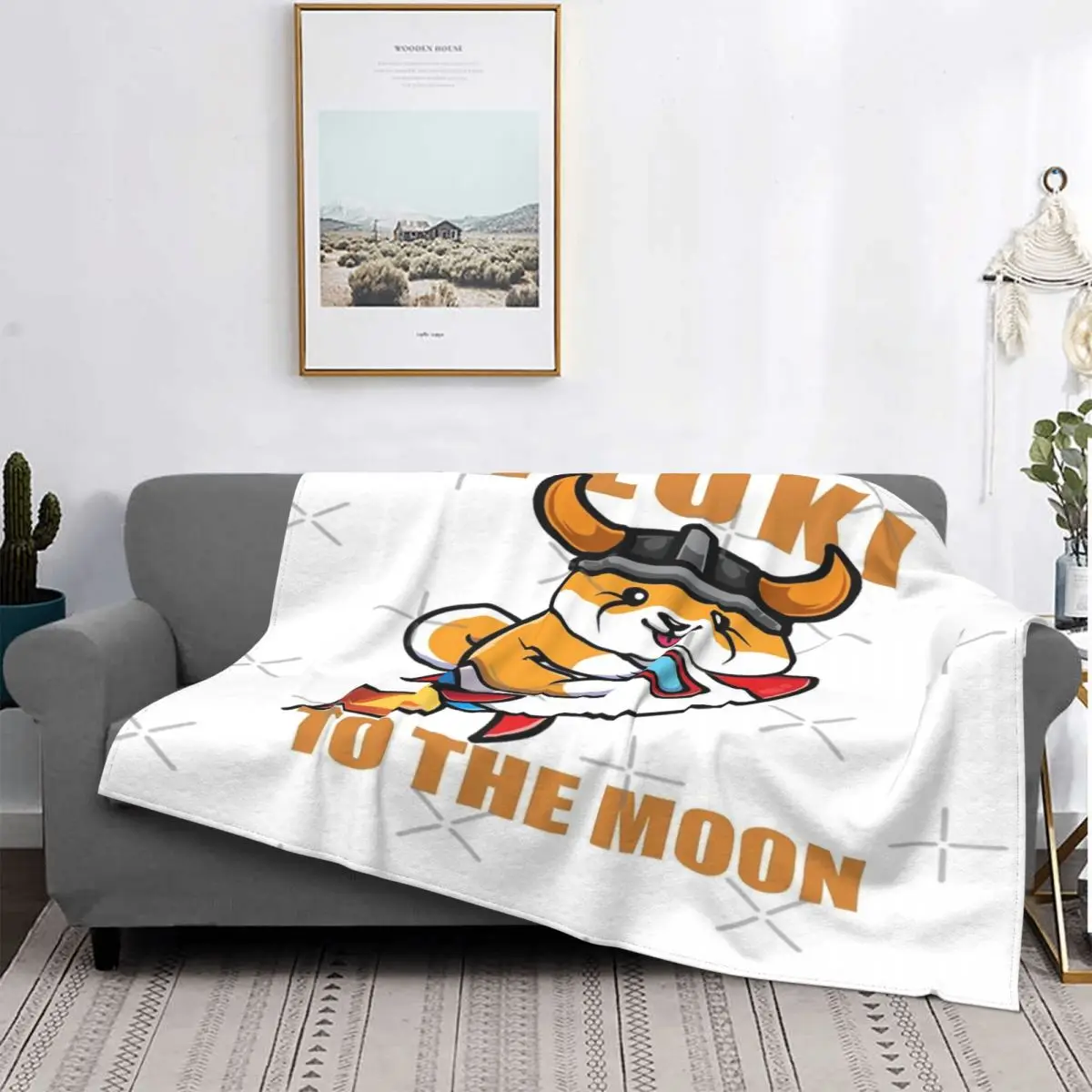 

Floki Inu To The Moon 2-manta a cuadros para cama, manta de lana, ropa de cama de algodón