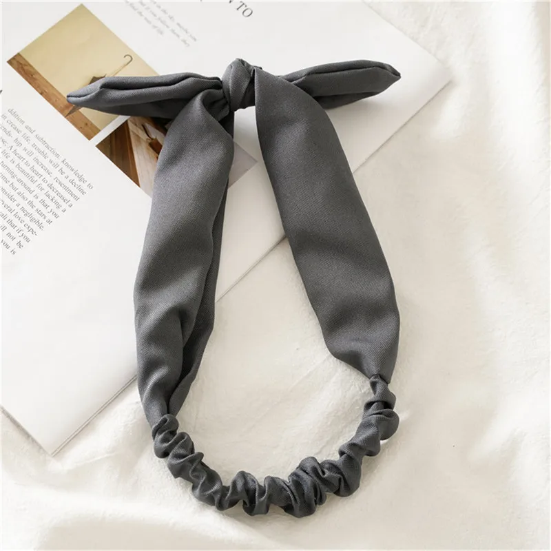 

1Pc Cute solid color Bunny Rabbit Ear Ribbon Headwear Headband Scarf Headband Hair Band Accessories