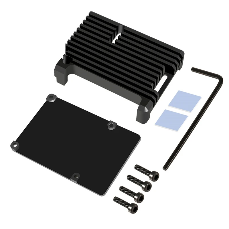 

Aluminum Case for Raspberry Pi 4B Auto Cooling Metal Case with Heatsink Thermal Adhesive for Pi 4 Model B
