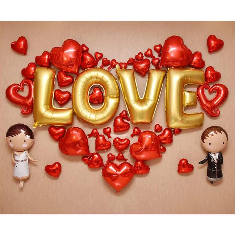 

Набор воздушных шаров в виде красных сердец, 54 шт.