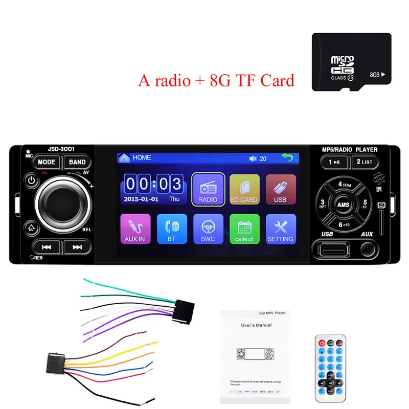 A radio-8GTF card Авто мультимедиа 1 din автомагнитола android Зеркало Ссылка oto teypleri jsd 3001 HD " сенсорный экран кассет bluetooth usb видео плеер - Цвет: A radio-8GTF card
