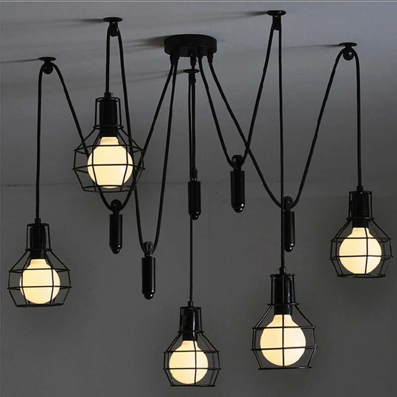 

Vintage industrial Nordic Loft Edison Bulb Chandelier Retro Ceiling Spider Pendants Antique Adjustable E27 indoor Art Lights