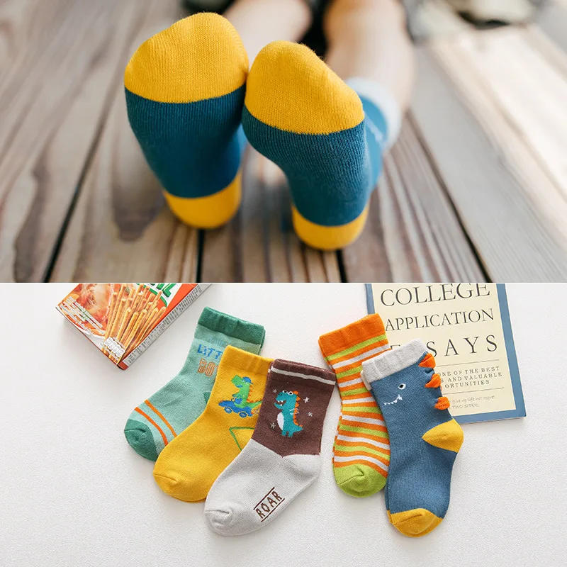 Качественные носки 5 парт/лот с мультяшным динозавром единорогом мягкие летние