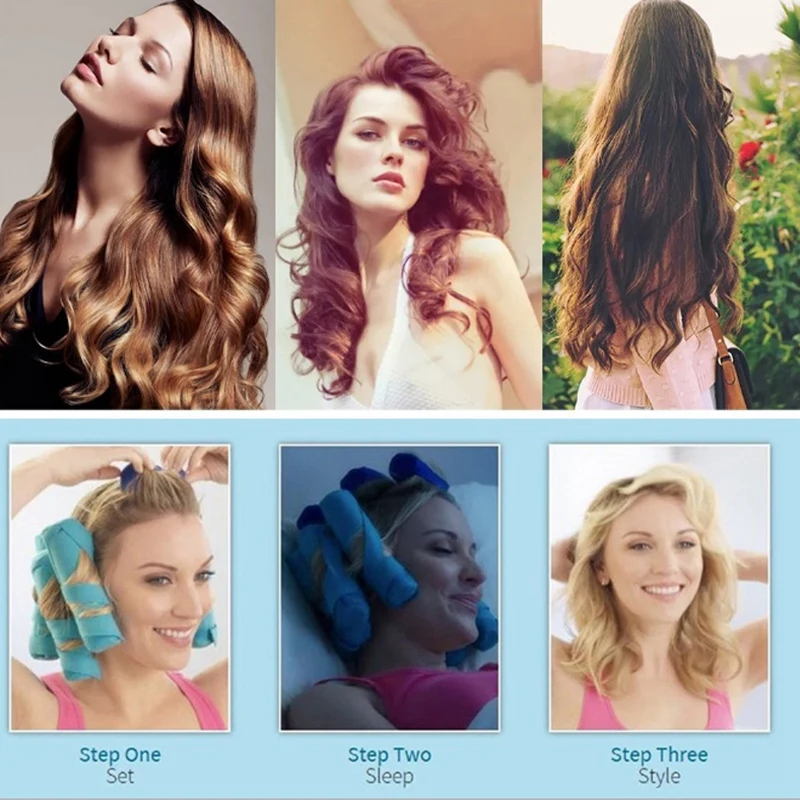 Лучшие предложения 12 шт. темно синий бигуди сна комплект для укладки длинные