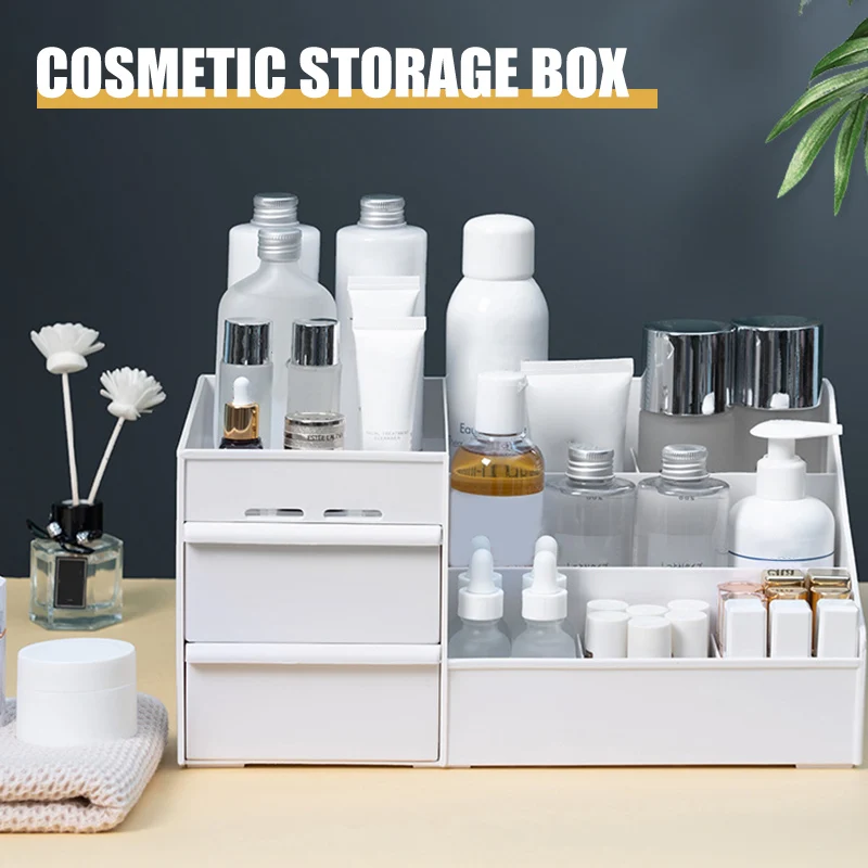 Plastic Desktop Makeup Cosmetic Organizer Storage Box Jewelry Nail Polish Container with Drawers | Дом и сад