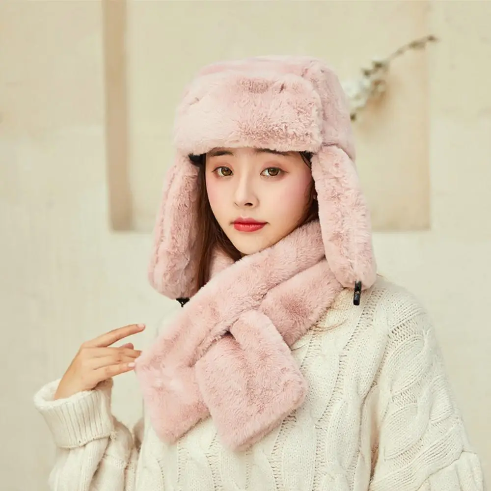 

Comfortable Warm Lining Warmer Hat Cap Fur Hat 2Pcs/Set Cold-Proof Men Winter Outdoor Women Sports Fashion Neck Scarf