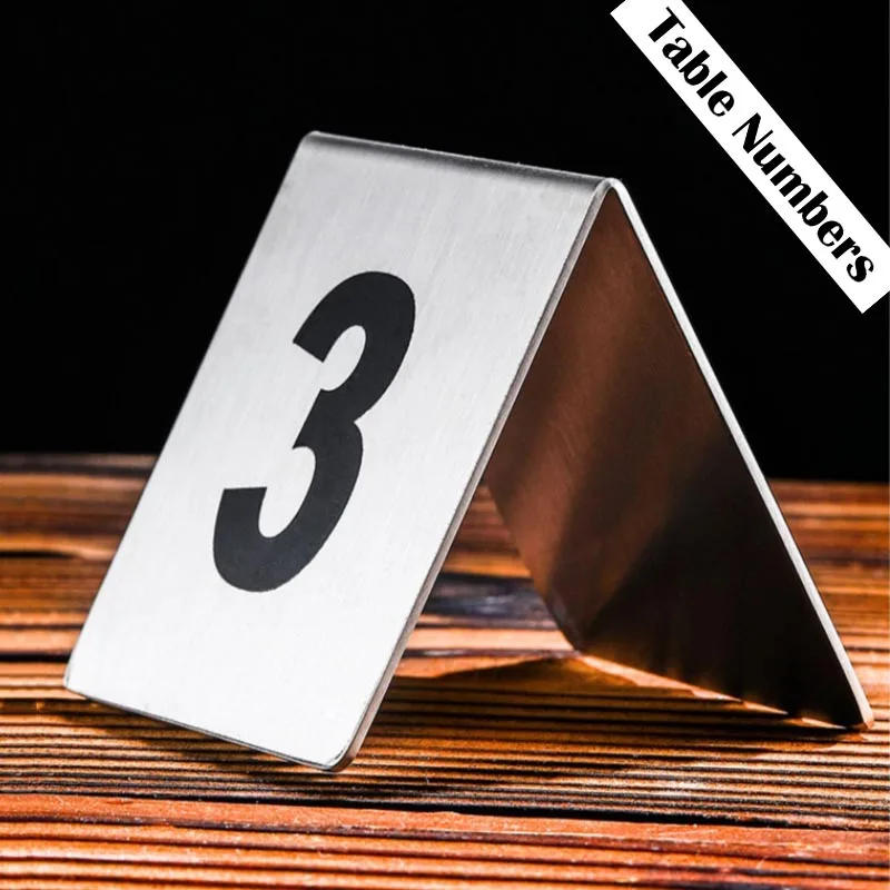 

5Pcs Double Sides Stainless Steel Table Numbers 1-30 Signs Plates Restaurant Cafe Bar Place Table Marker Desk Digit Card Holder