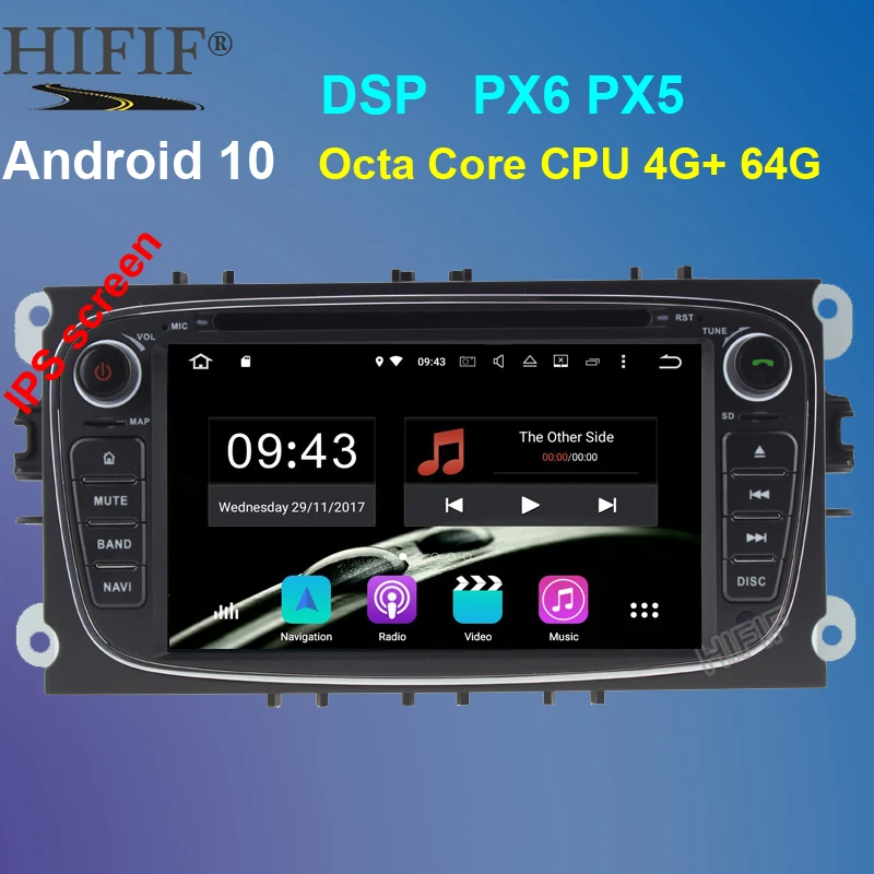8 ядерный автомобильный DVD плеер 2 Din 7 дюймов Android 10 для Ford Mondeo/Focus GPS навигация Carplay