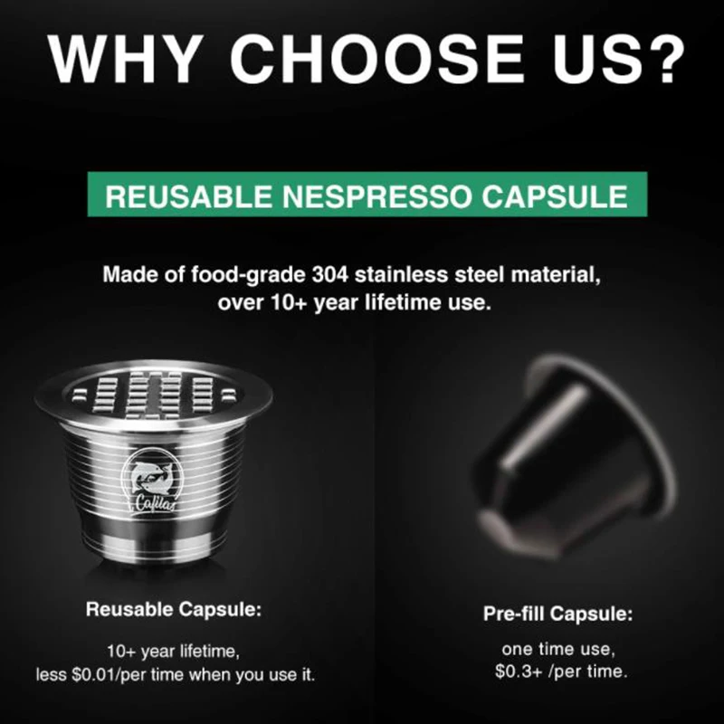 

Coffee Capsule Refillable Pod Stainless Steel Espresso Coffee Filter Tamper Coffeeware