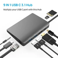 usb hub type c hdmi compatible adapter 4k 3 1 to multi usb 3 0 rj45 audio dock for mac laptop usb c splitter docking station