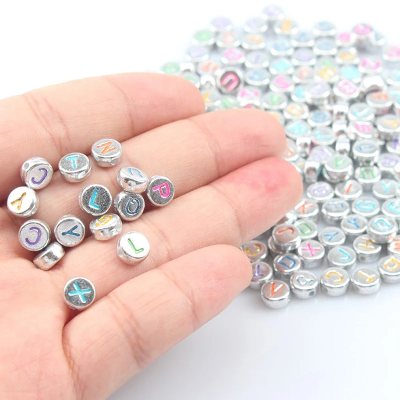 4x7 мм микс разноцветных и просвечивающих цветов буквы круглые акриловые бусины