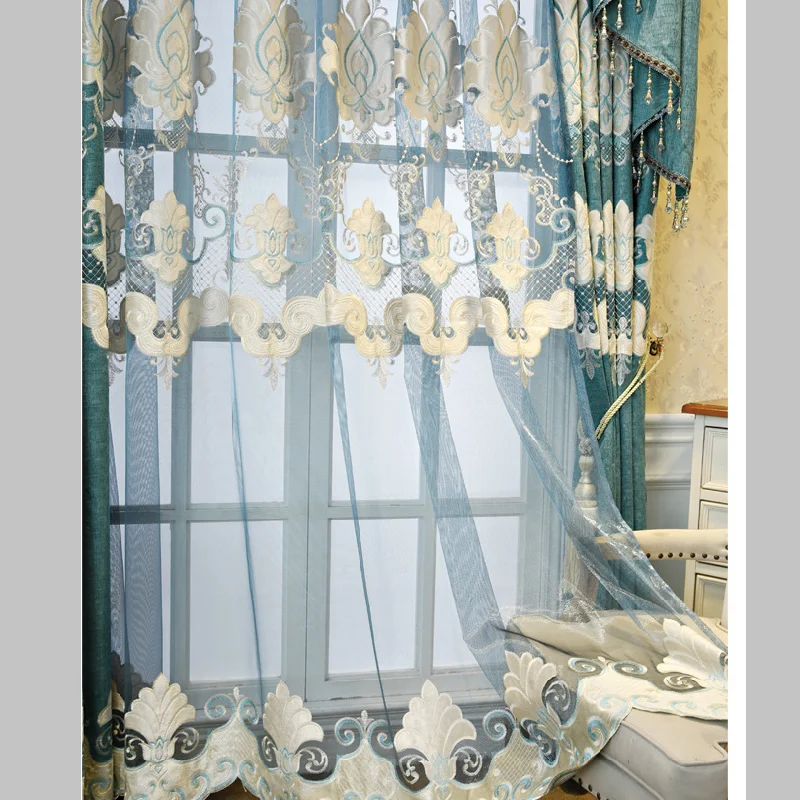 

High-end Embroidered Curtains Blackout Luxury Modern Minimalist Nordic Style for Living Room Bedroom Curtains Tulle Custom