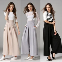 long pants 2022 trousers women summer casual pleated high waisted wide leg suspenders trousers high waist straps wide leg pants