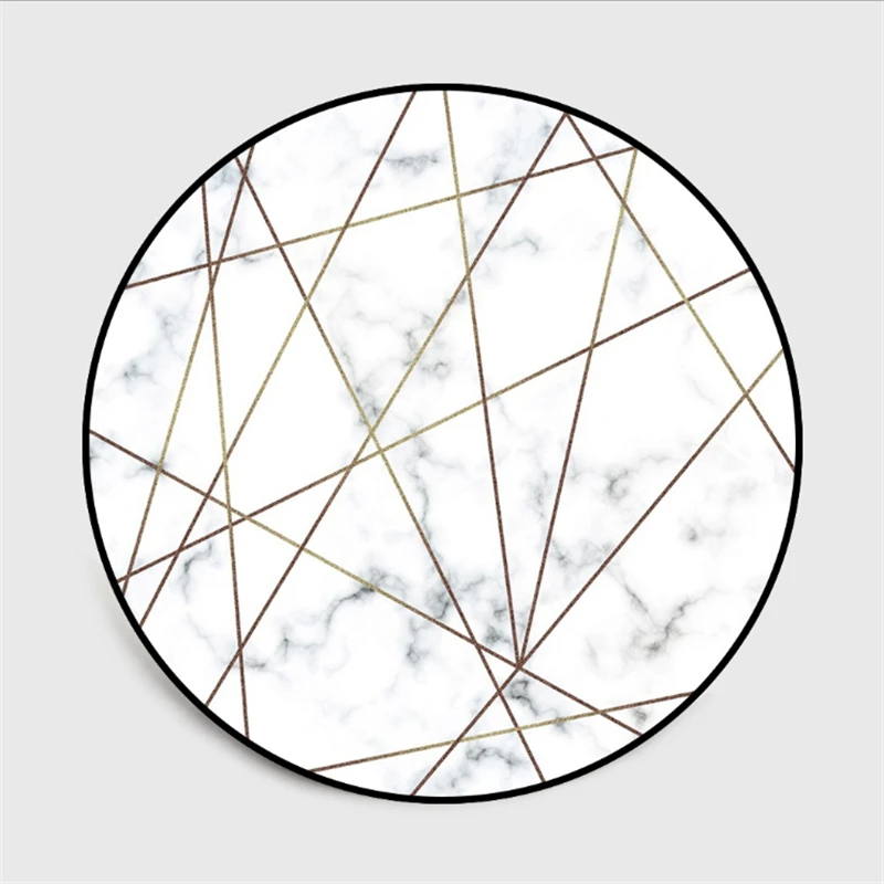 Модные круглые коврики с имитацией под мрамор и золотистыми полосками для